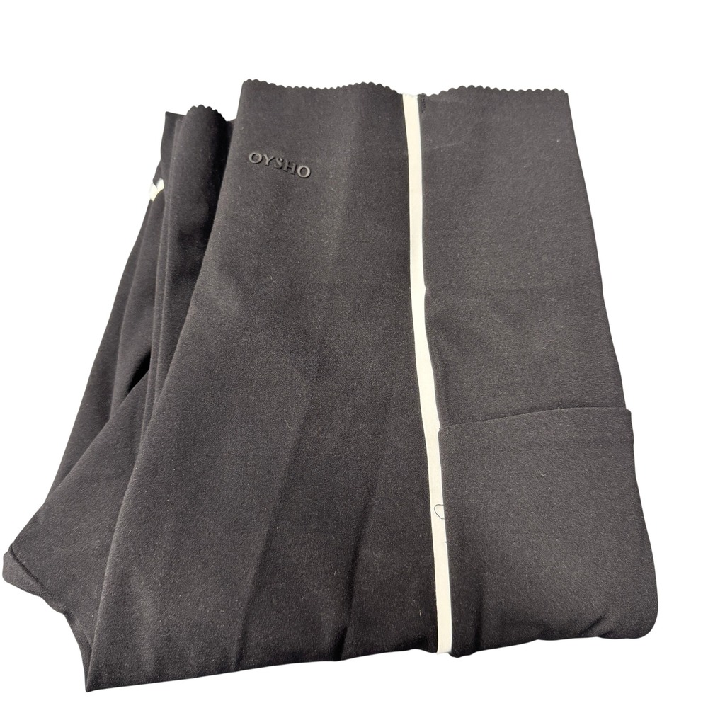 Oysho Leggings Womens Small High Waisted Contrast Piping Black Activewear UPF 40